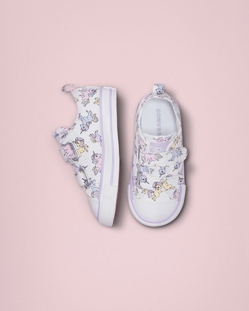 Girls' Converse Chuck Taylor All Star Easy-On Unicorns Low Top Shoes White / Grey Purple | AU C5940Z